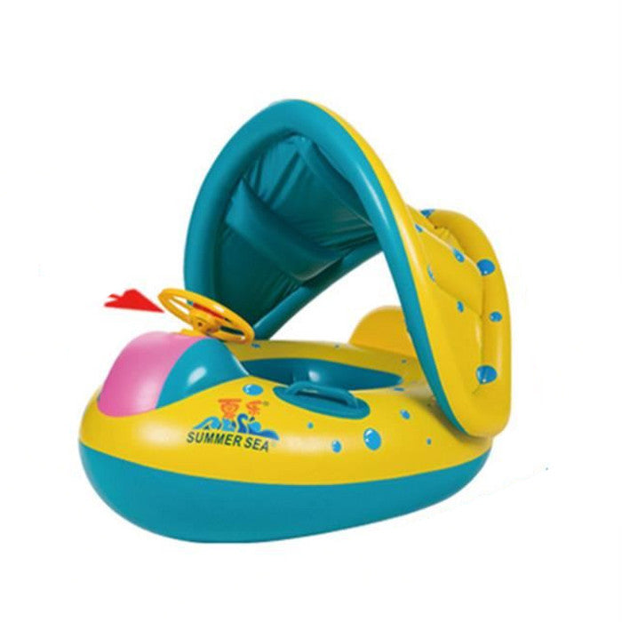 Inflatable Toddler Baby Swim Ring Float Raft Kid Swimming Pool Water Seat with Sunshade Canopy